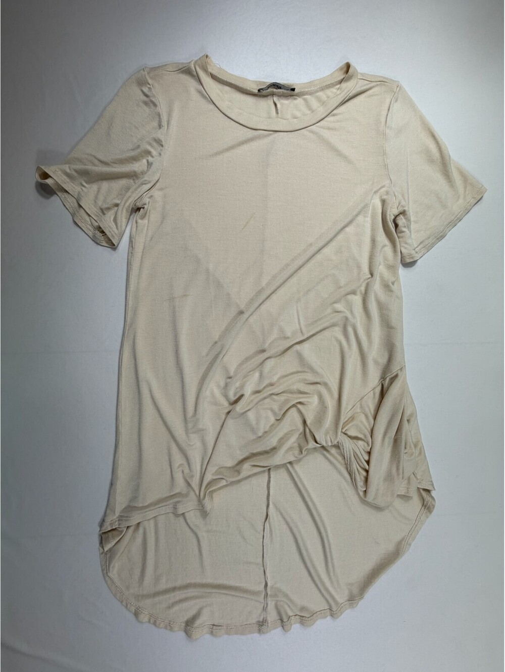 Annabelle Women's Cream Short Sleeve Tunic Top Size Small